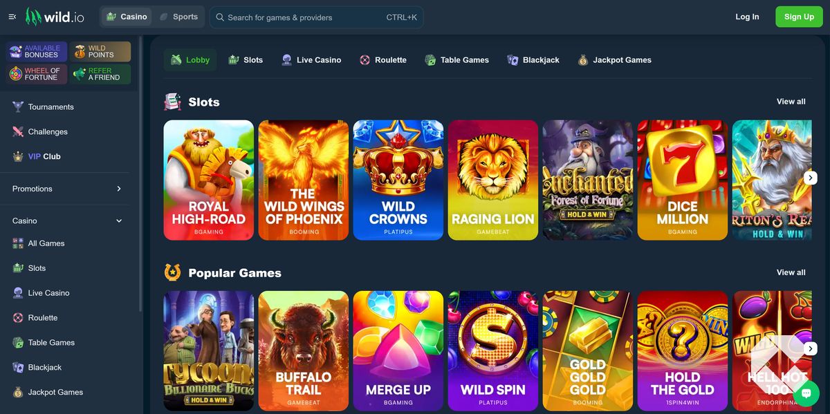 Wild.io homepage